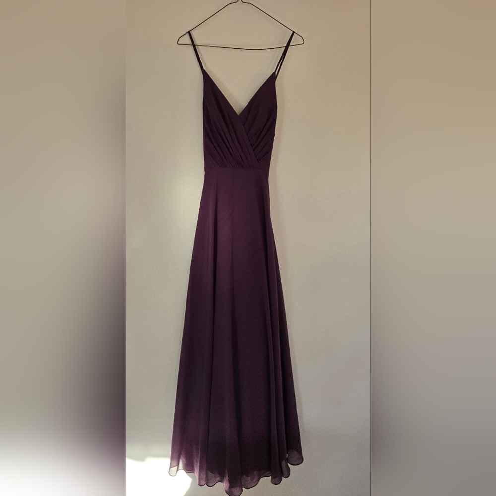 David's Bridal Deep Purple Bridesmaids Dress